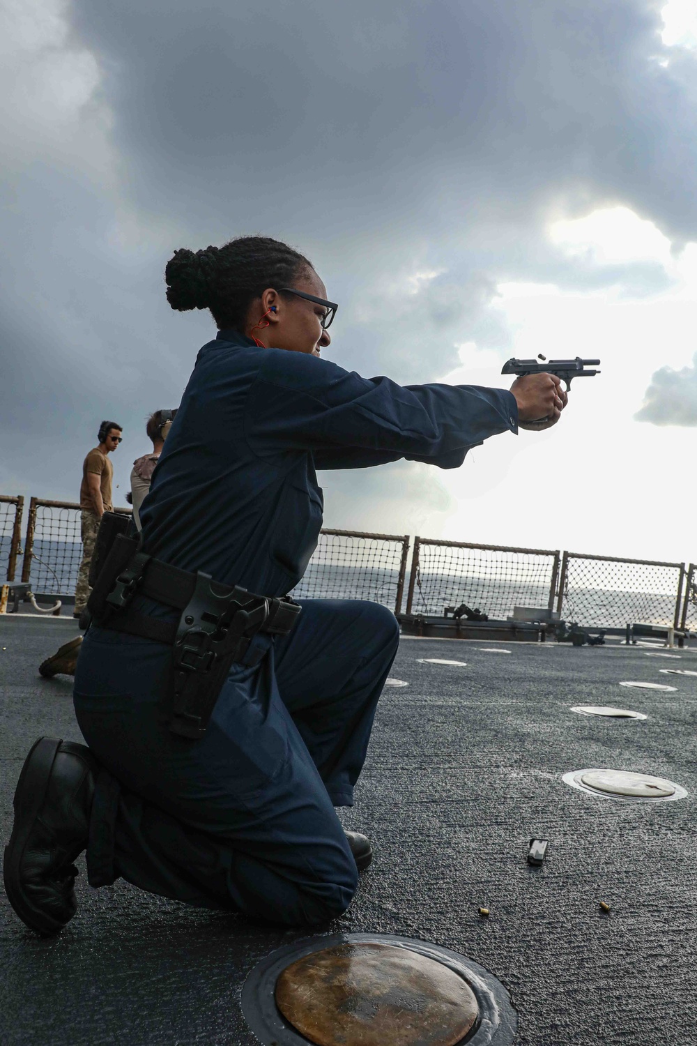 USS Carter Hall Sailors Conduct a Small Arms Qualification Shoot