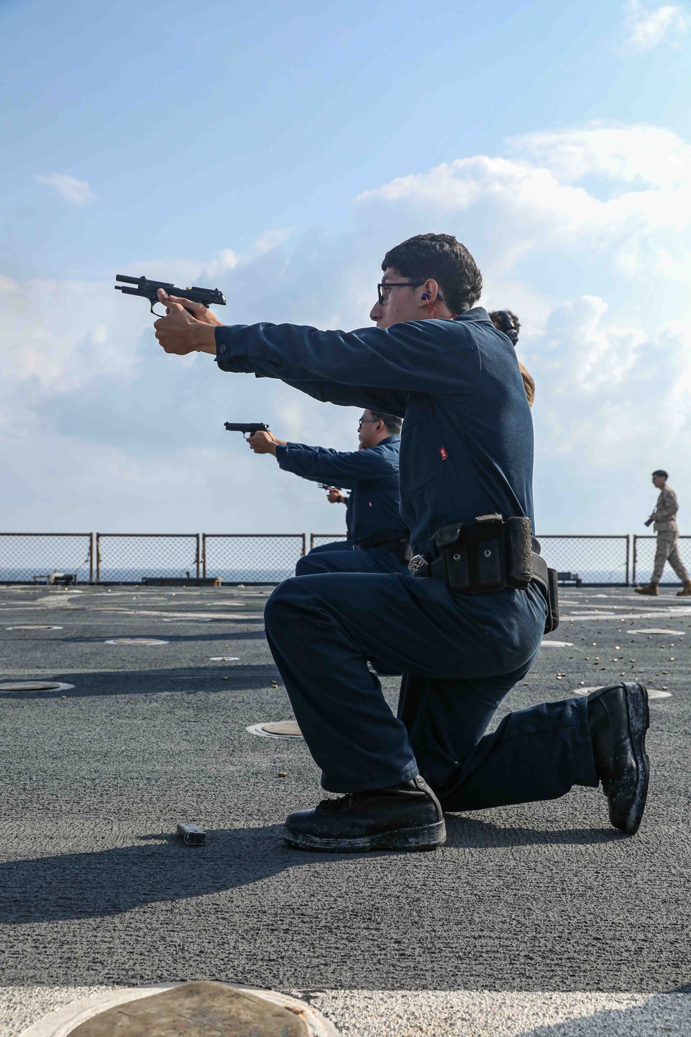 USS Carter Hall Sailors Conduct a Small Arms Qualification Shoot