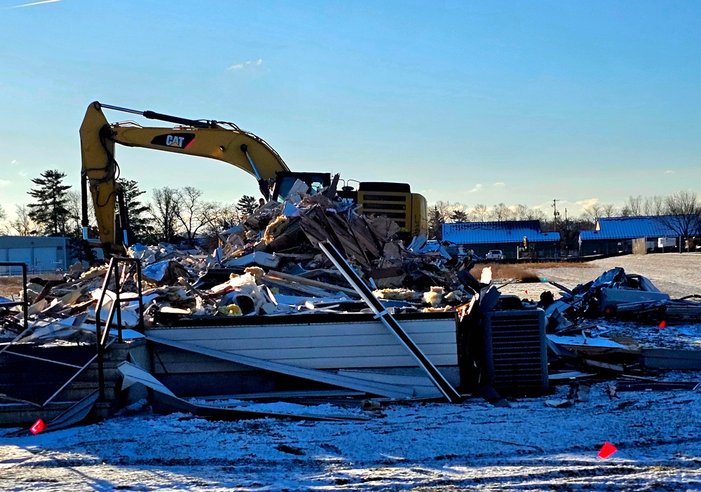 Contractors demolish old Installation Legal Office building at Fort McCoy