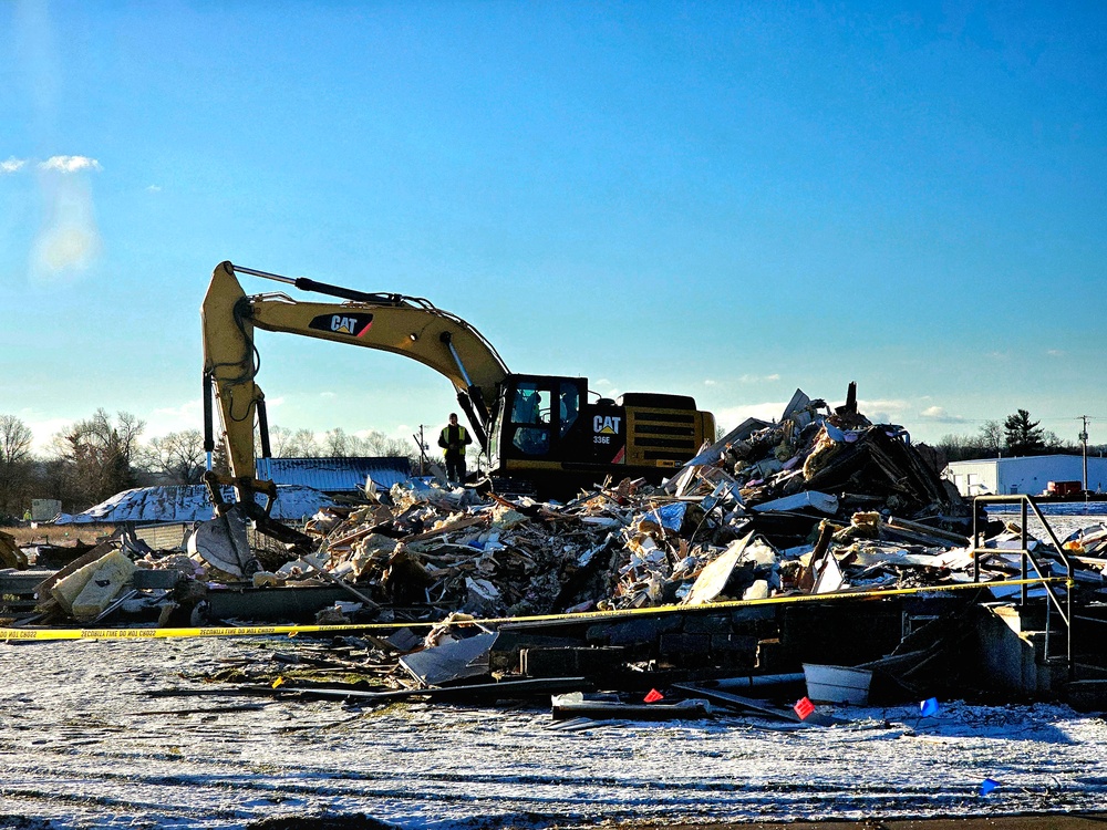 Contractors demolish old Installation Legal Office building at Fort McCoy