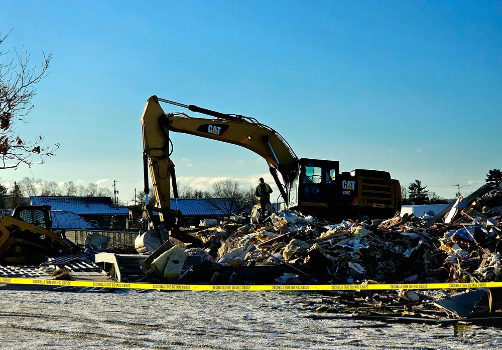 Contractors demolish old Installation Legal Office building at Fort McCoy