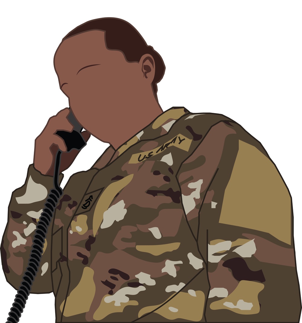 Soldier Talking on Phone Vector