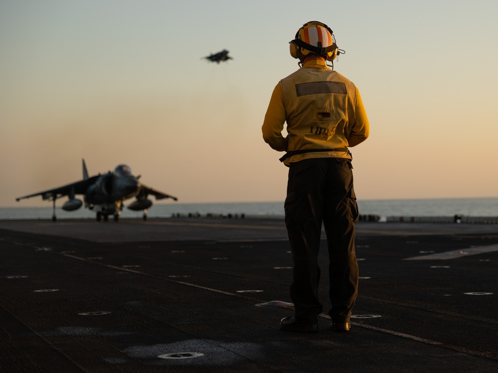 USS Bataan Launches AV-8B Harriers