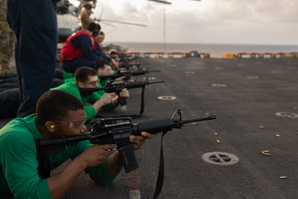 HSC 26 Sailors Execute a Live-Fire Exercise Aboard USS Bataan