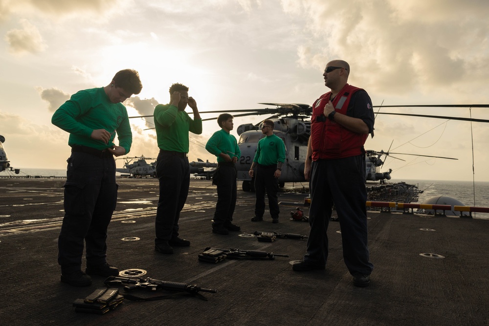 HSC 26 Sailors Execute a Live-Fire Exercise Aboard USS Bataan