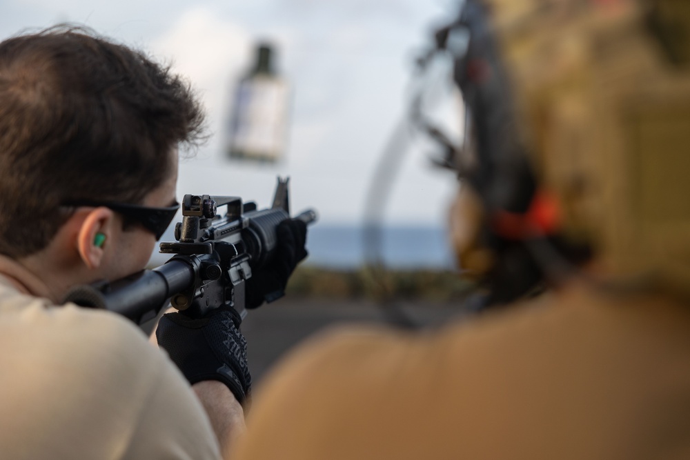 HSC 26 Sailors Execute a Live-Fire Exercise Aboard USS Bataan