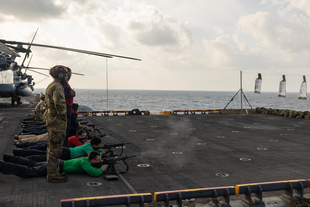 HSC 26 Sailors Execute a Live-Fire Exercise Aboard USS Bataan