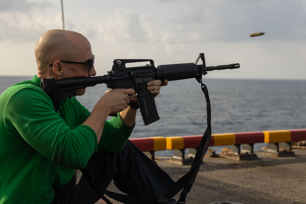 HSC 26 Sailors Execute a Live-Fire Exercise Aboard USS Bataan