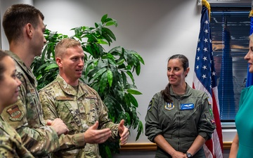 Congresswoman Mary Miller (R-IL) learns about the Citizen Airmen of the 932nd Airlift Wing during recent visit