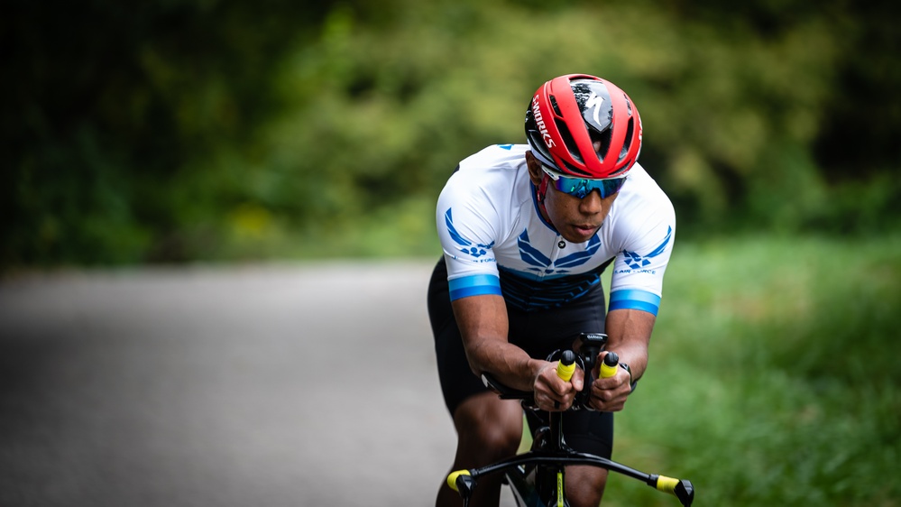 932nd Public Affairs officer represents the Air Force during triathlons