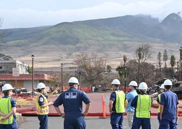 Western Maui Wildfires Emergency Support Function #10 Coast Guard personnel host Coast Guard Fourteenth District leadership for harbor update in Lahaina, Hawaii