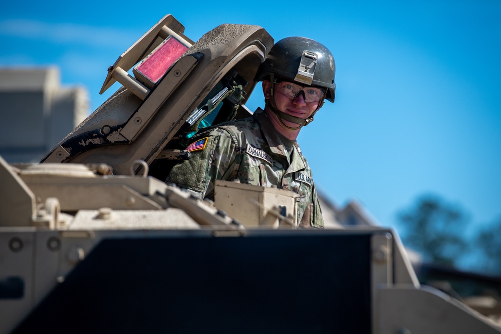 An M2A3 Bradley Fighting Vehicle