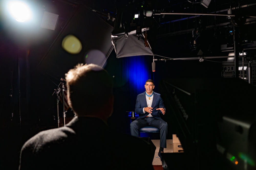 Medal of Honor recipient Florent Groberg interview at the Pentagon