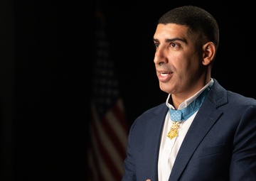 Medal of Honor recipient Florent Groberg interview at the Pentagon