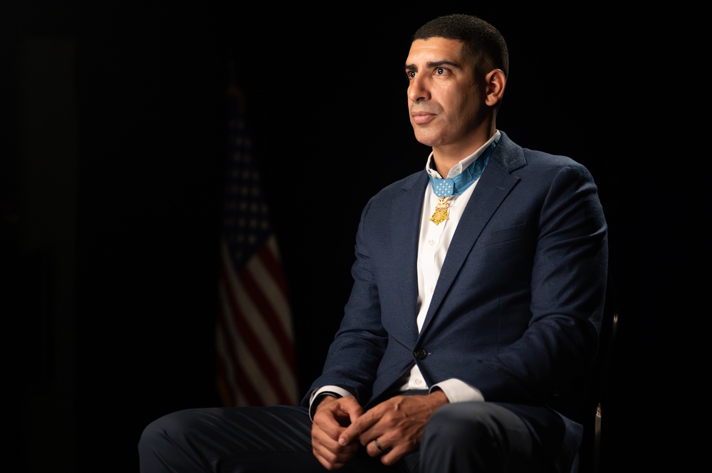 Medal of Honor recipient Florent Groberg interview at the Pentagon