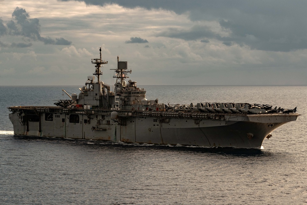 PHOTOEX USS Gerald R. Ford Carrier Strike Group Sails in Formation with USS Bataan Amphibious Ready Group in the Mediterranean Sea