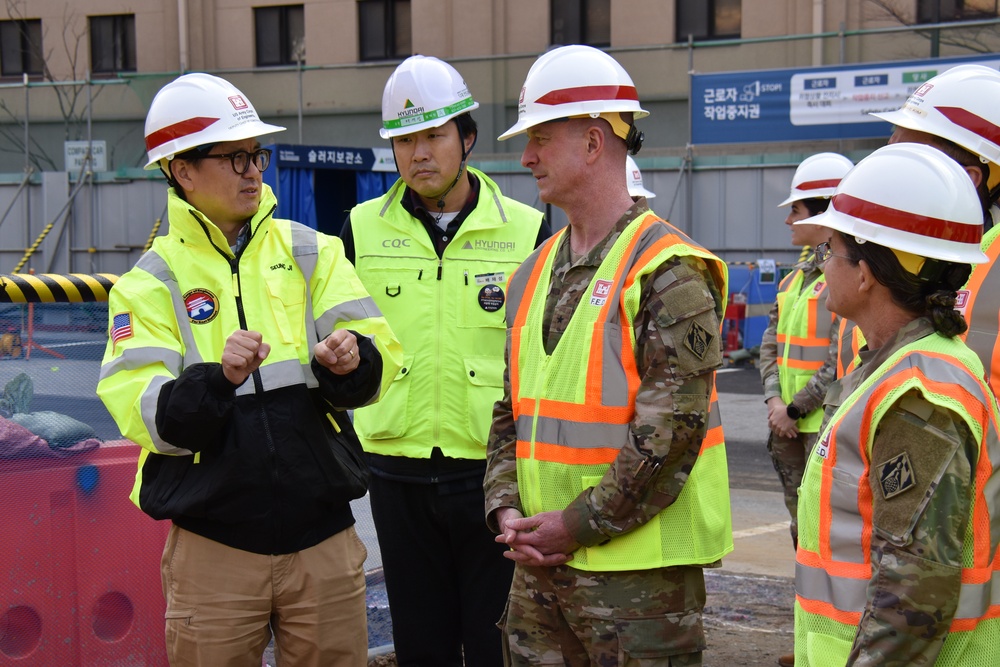 USACE Pacific Ocean Division general tours communications center under construction on Osan Air Base, South Korea