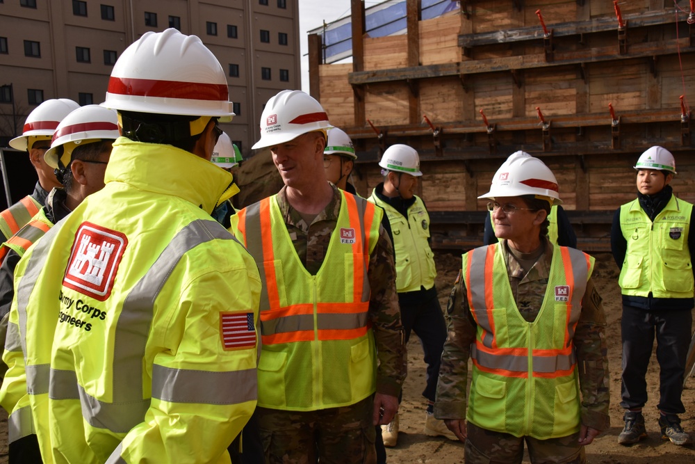 USACE Pacific Ocean Division general tours communications center under construction on Osan Air Base, South Korea