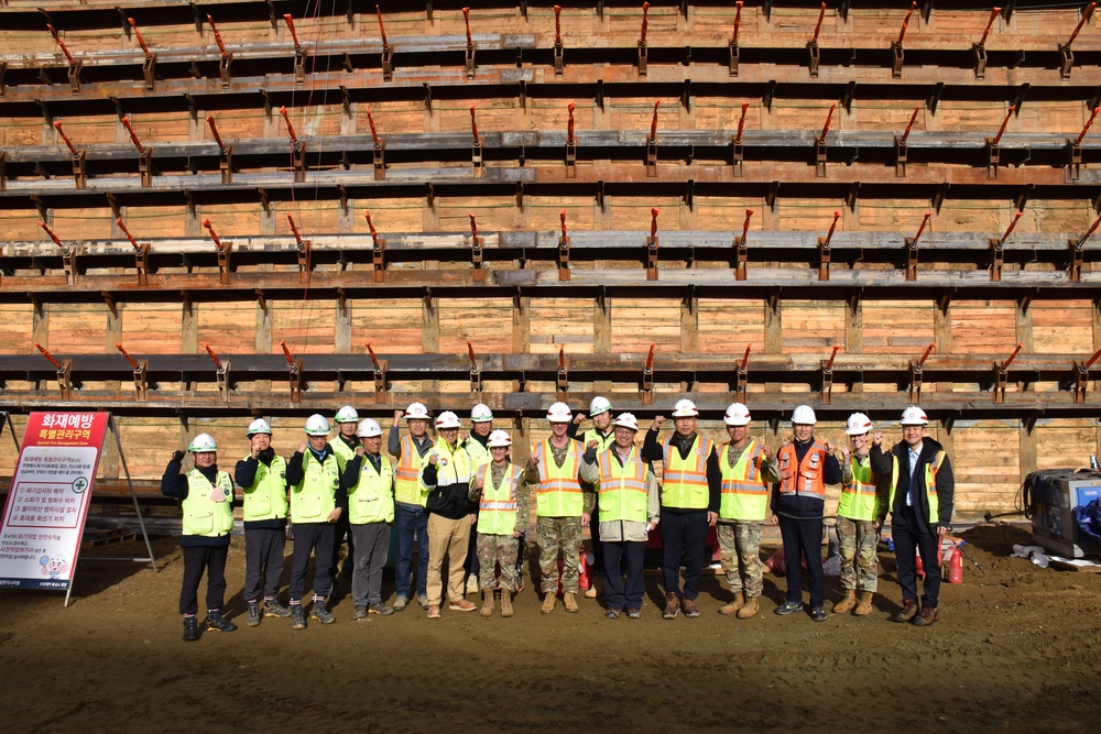 USACE Pacific Ocean Division general tours communications center under construction on Osan Air Base, South Korea