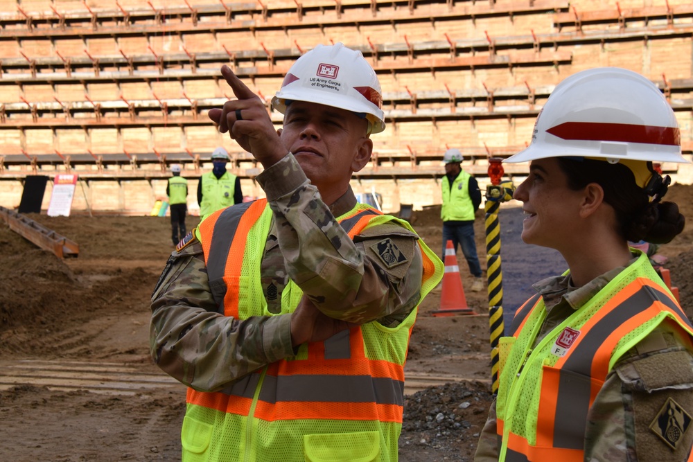 USACE Pacific Ocean Division general tours communications center under construction on Osan Air Base, South Korea