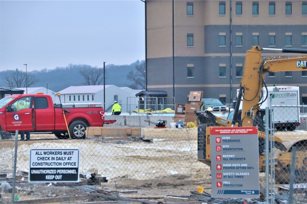 Building of third, four-story, 60,000-square-foot barracks at Fort McCoy continues as January 2024 begins