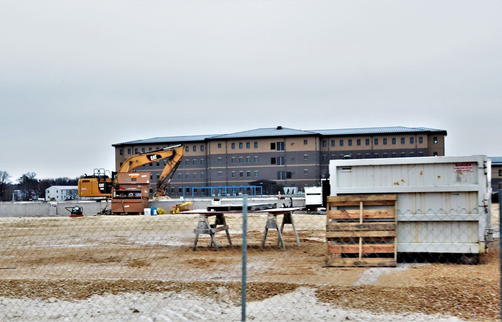 Building of third, four-story, 60,000-square-foot barracks at Fort McCoy continues as January 2024 begins