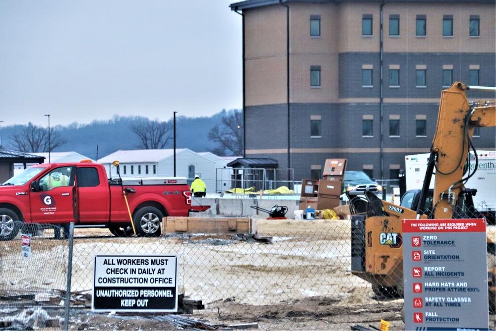 Building of third, four-story, 60,000-square-foot barracks at Fort McCoy continues as January 2024 begins