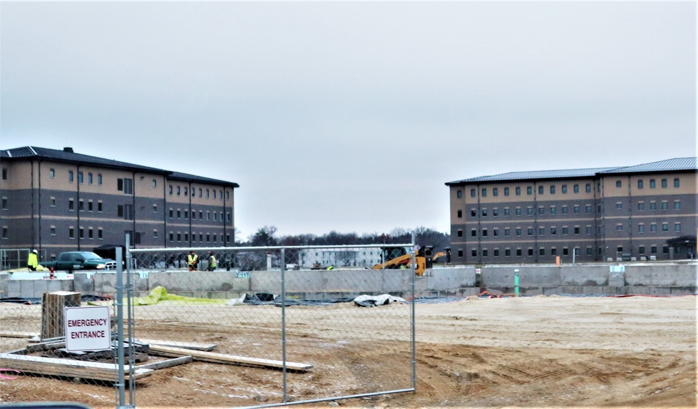 Building of third, four-story, 60,000-square-foot barracks at Fort McCoy continues as January 2024 begins