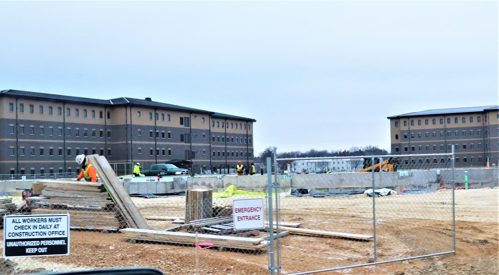 Building of third, four-story, 60,000-square-foot barracks at Fort McCoy continues as January 2024 begins