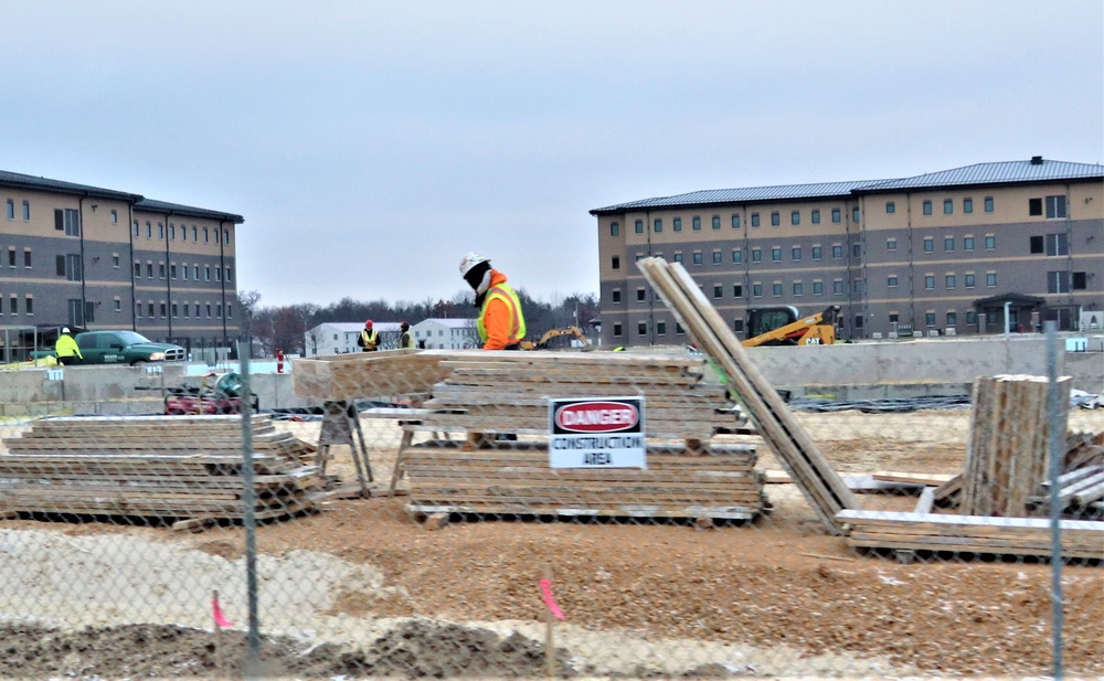 Building of third, four-story, 60,000-square-foot barracks at Fort McCoy continues as January 2024 begins