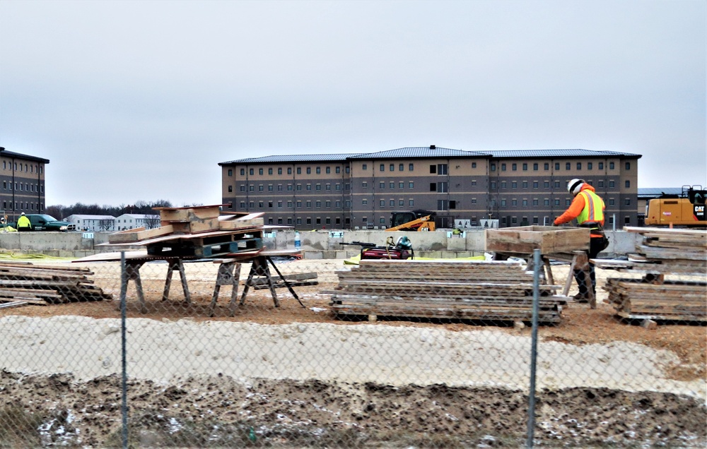 Building of third, four-story, 60,000-square-foot barracks at Fort McCoy continues as January 2024 begins