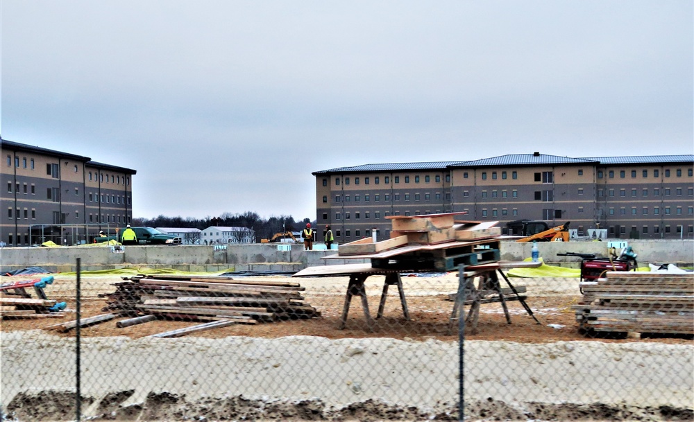 Building of third, four-story, 60,000-square-foot barracks at Fort McCoy continues as January 2024 begins