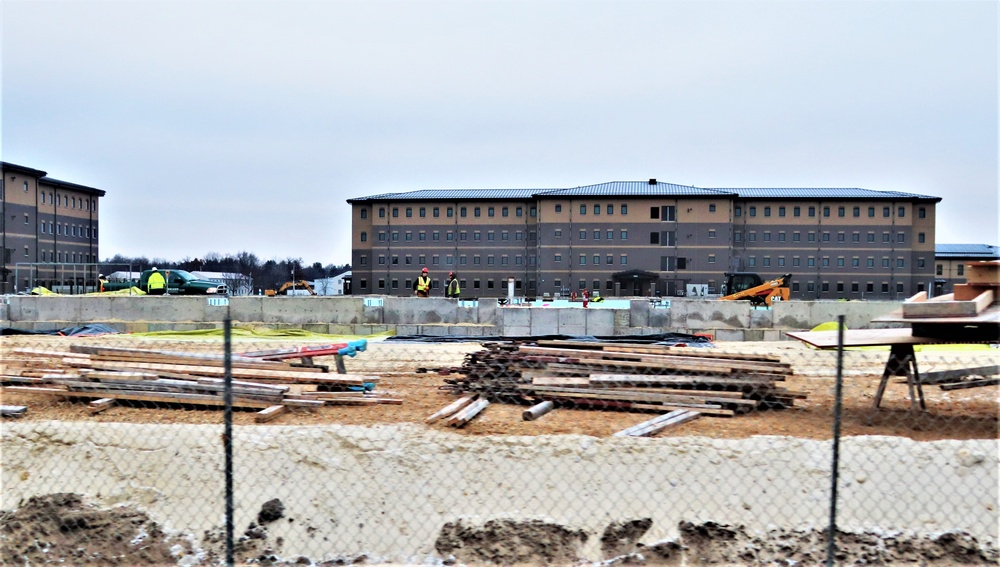 Building of third, four-story, 60,000-square-foot barracks at Fort McCoy continues as January 2024 begins