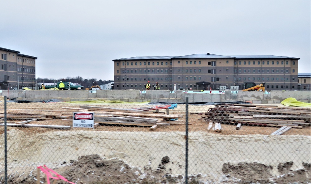 Building of third, four-story, 60,000-square-foot barracks at Fort McCoy continues as January 2024 begins