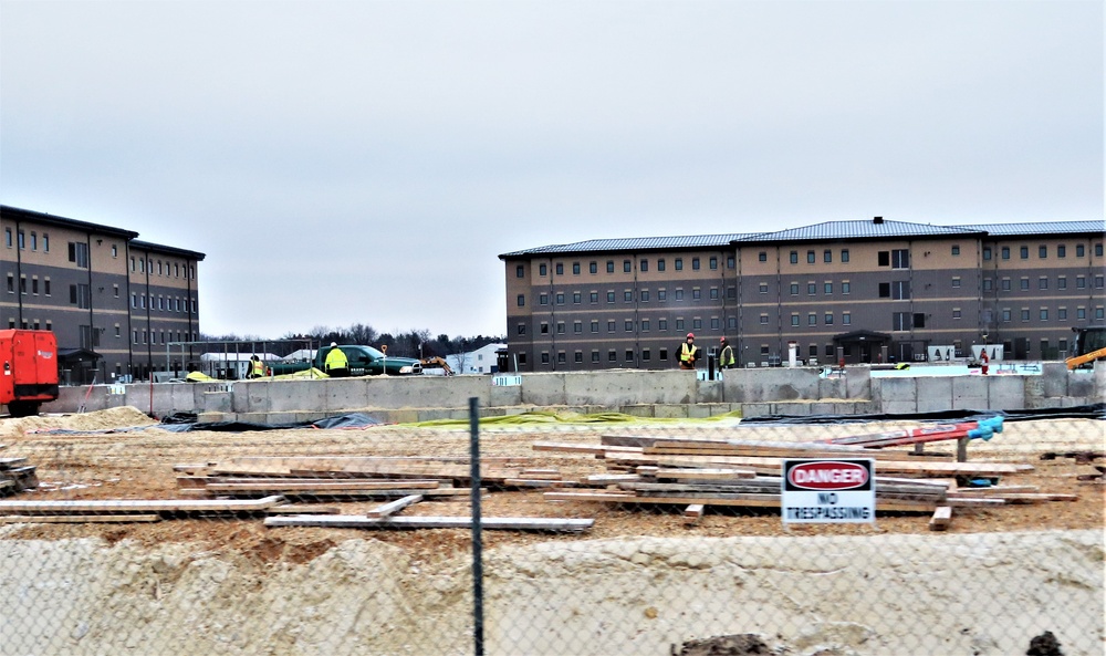 Building of third, four-story, 60,000-square-foot barracks at Fort McCoy continues as January 2024 begins