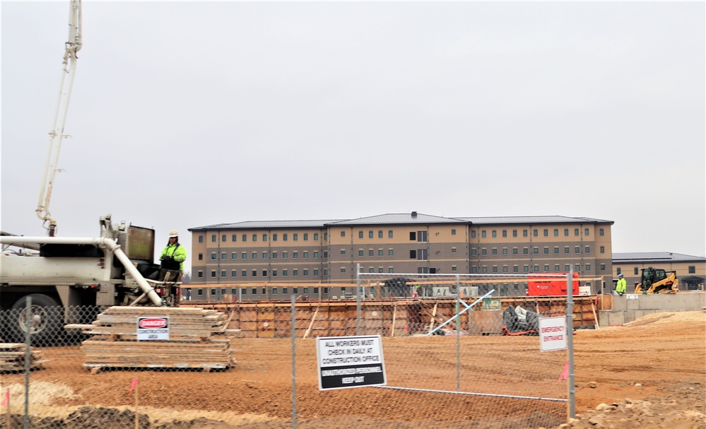 Building of third, four-story, 60,000-square-foot barracks at Fort McCoy continues as January 2024 begins