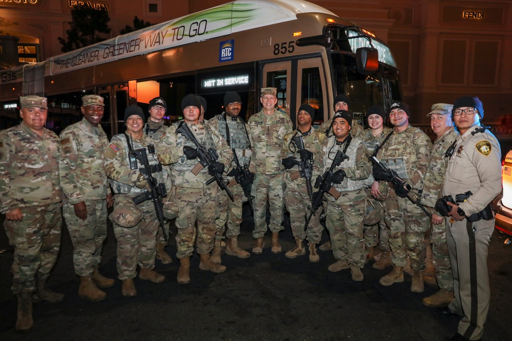 Hokanson visits National Guardsmen safeguarding Las Vegas New Year’s Eve celebration