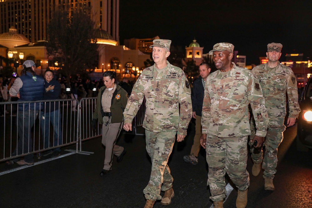 Hokanson visits National Guardsmen safeguarding Las Vegas New Year’s Eve celebration