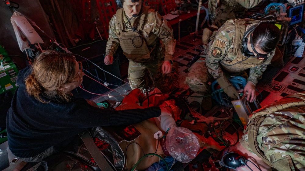 Students participate in aeromedical training at the U.S. Air Force School of Aerospace Medicine