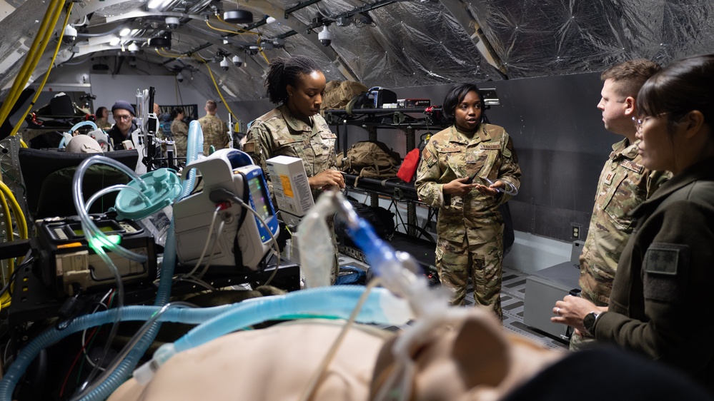 Students participate in aeromedical training at the U.S. Air Force School of Aerospace Medicine