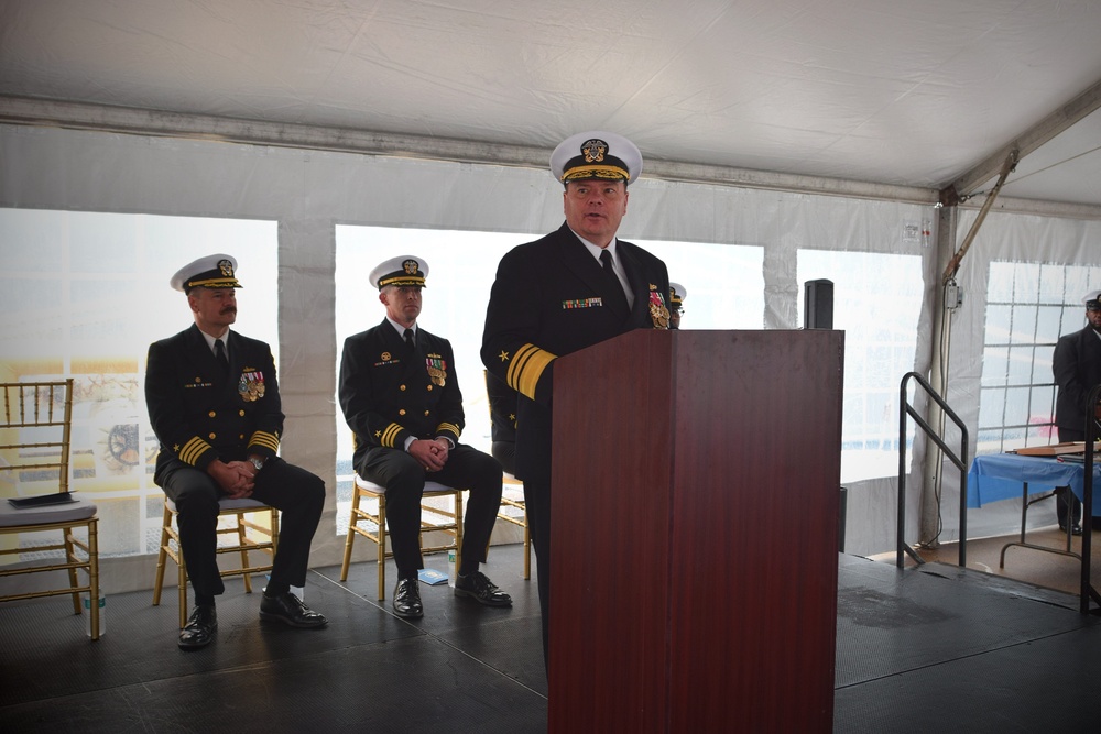 Chief of Naval Personnel Vice Adm. Richard Cheeseman Addresses The Crew