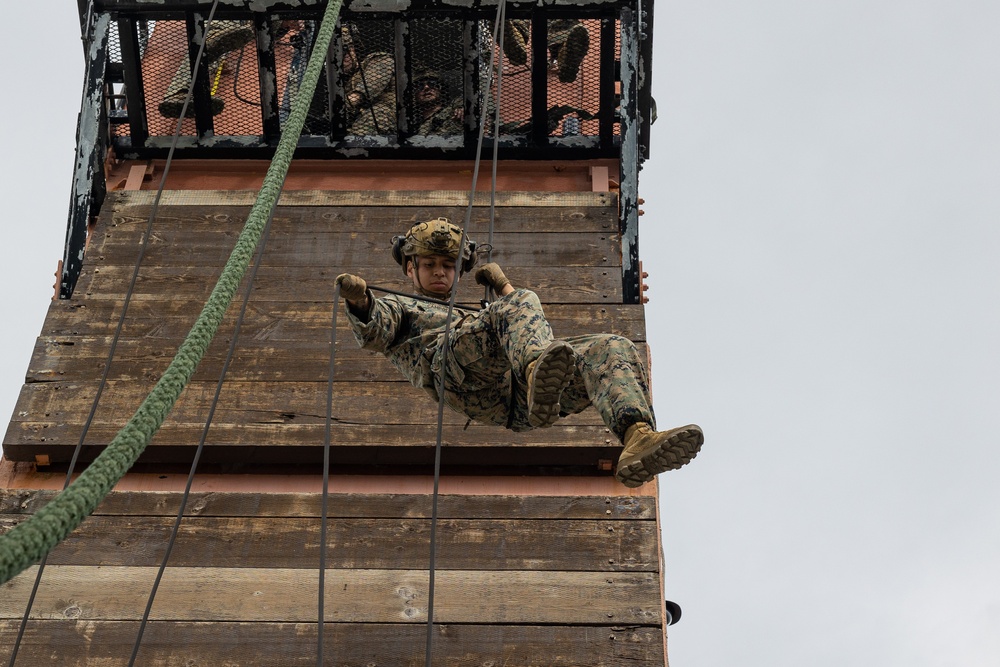 Learning the Ropes: Weapons Company with Battalion Landing Team 1/1 rehearse fast rope and rappelling