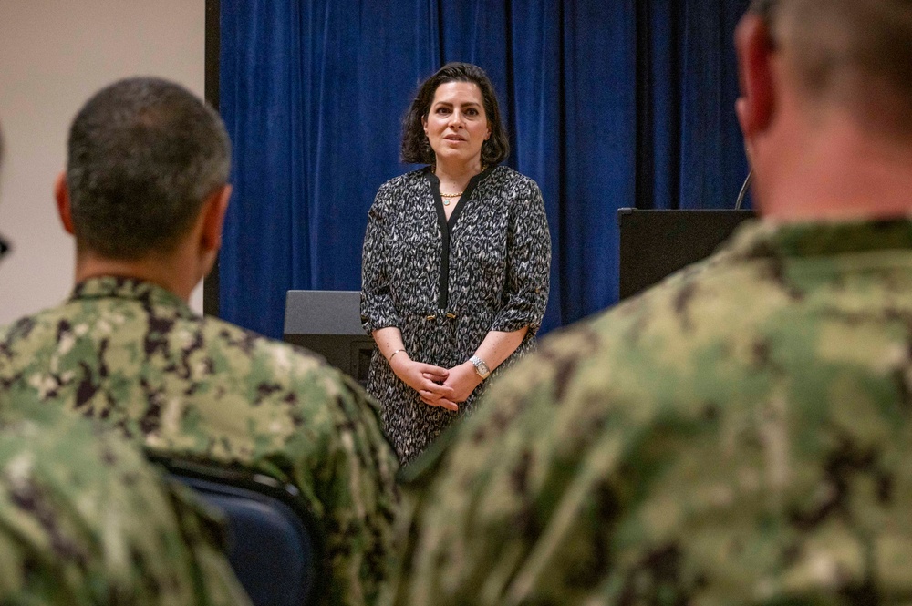 Rear Adm. Lahti and DUSN (P) Speak to Sailors and Installation Personnel in Diego Garcia