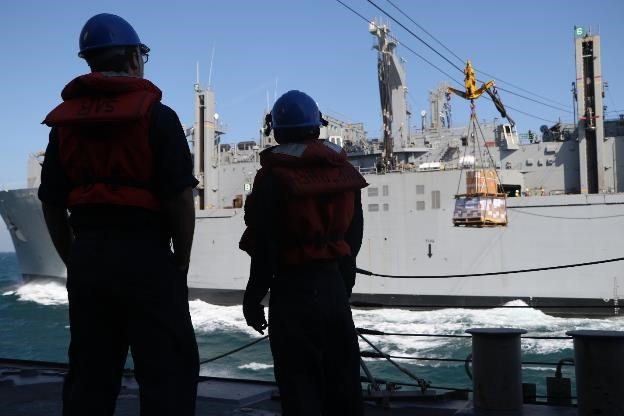 USS Stethem Conducts Replenishment Operations with USNS Alan Shepard, USNS Kanawha