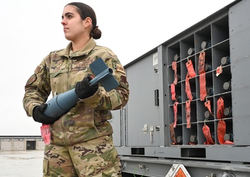Airman Prepares Practice Munition for Loading at Selfridge Air National Guard Base