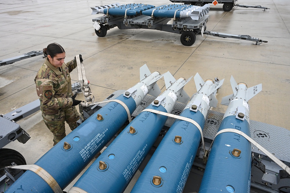 Airman Prepares Practice Munition for Loading at Selfridge Air National Guard Base