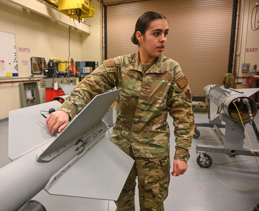 Airman Services Sidewinder Practice Missile at Selfridge Air National Guard Base