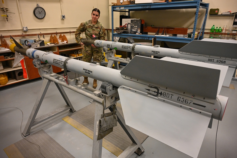 Airman Services Sidewinder Practice Missile at Selfridge Air National Guard Base