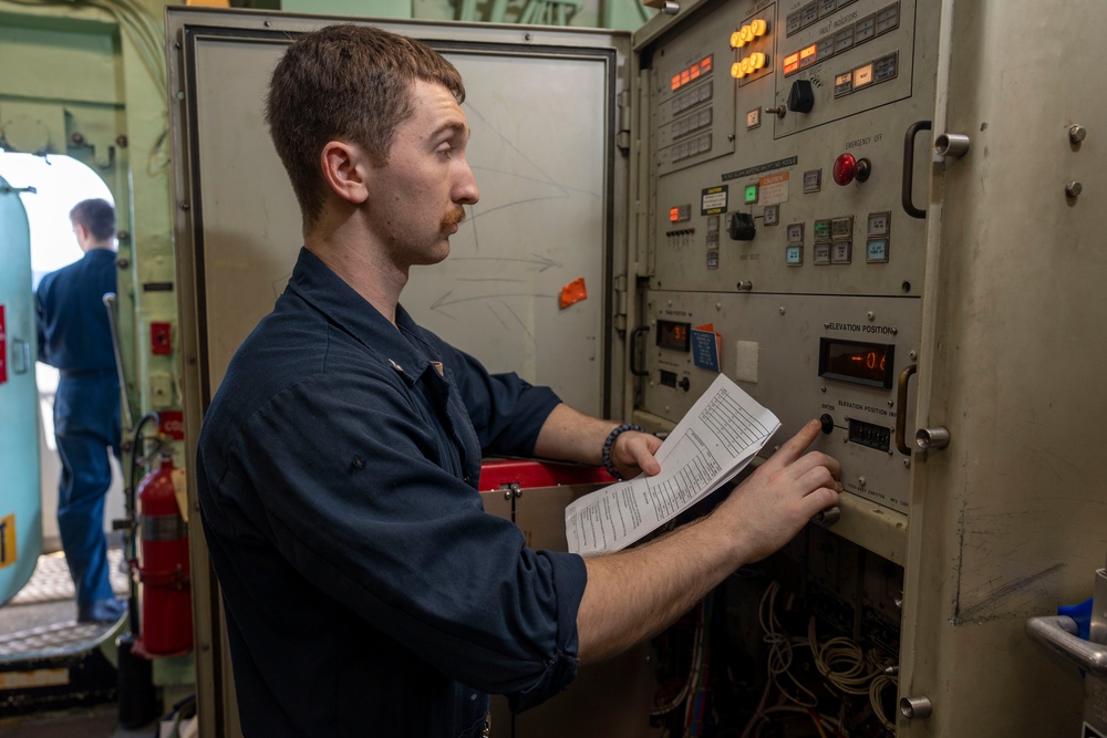 USS Bataan Sailors Conduct Maintenance Checks on NATO Sea Sparrow Surface Missile System