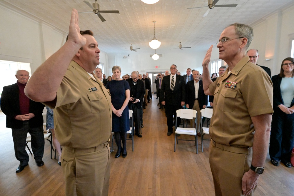 Navy Reserve Public Affairs Officer John A. Robinson III, the 12th U.S. Navy Vice Chief of Information, is officially promoted to Rear Adm. (lower half)